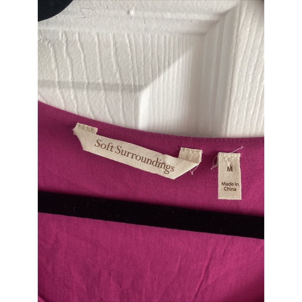 Soft Surroundings Bell Sleeve Tunic Womens Size M Pink Boho Crinkle Artsy Fem - Picture 5 of 6